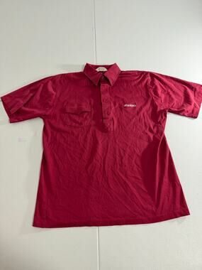 Vintage Oklahoma Sooners Polo Shirt Mens L Maroon Sahara Chest Pocket Retro